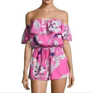 YUMI KIM FLORAL Pink Romper Off The Shoulder Size  Small